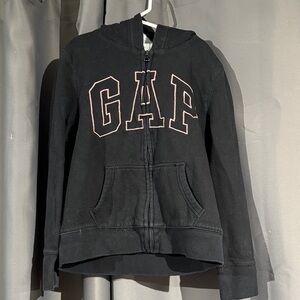 GAP Kids Black fleece lined Hoodie with pink logo size large 10